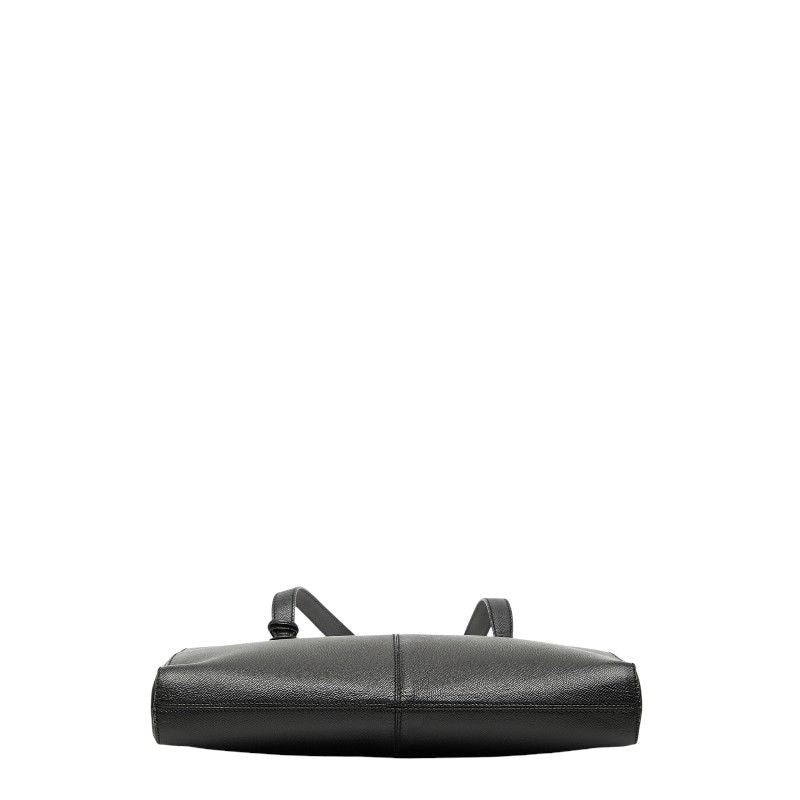 Chanel Logo Charm Tote Shoulder Bag Black Caviar Leather — view 3