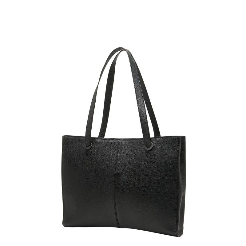Chanel Logo Charm Tote Shoulder Bag Black Caviar Leather — view 2