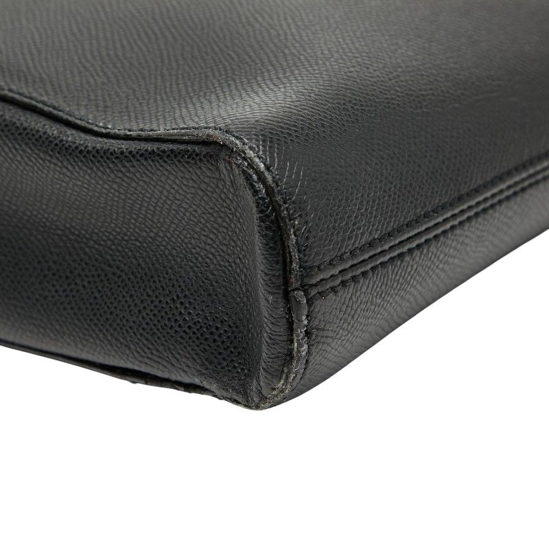Chanel Logo Charm Tote Shoulder Bag Black Caviar Leather — view 6