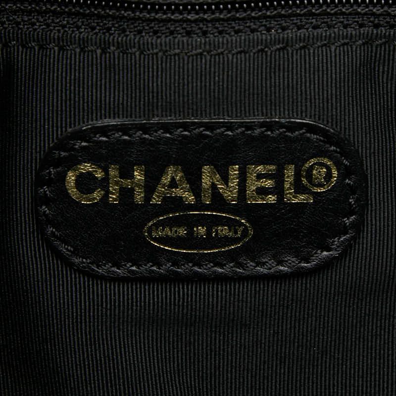 Chanel Logo Charm Tote Shoulder Bag Black Caviar Leather — view 9