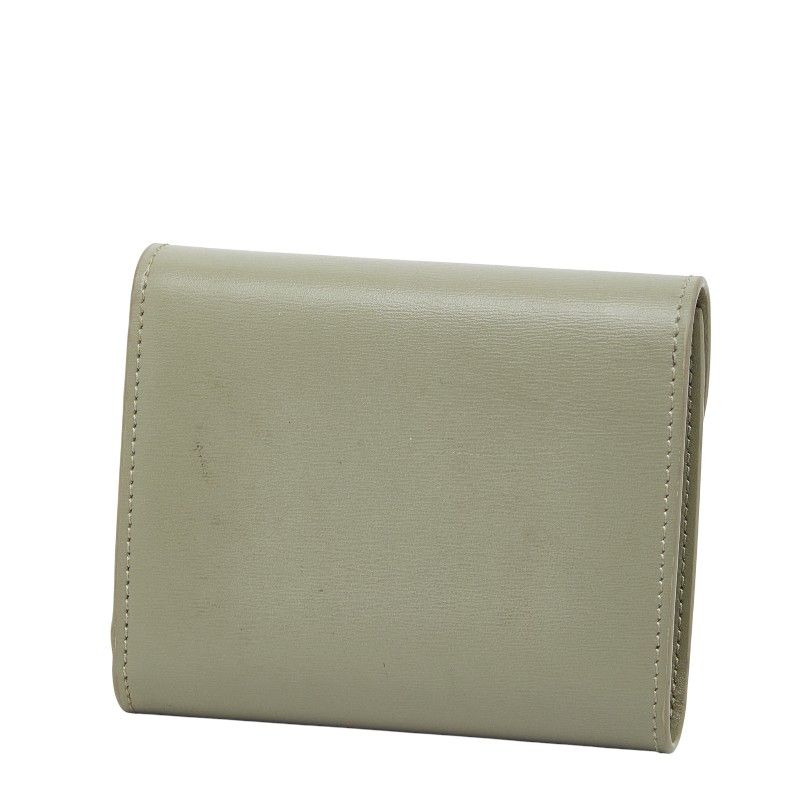 Celine Triomphe Compact Wallet Trifold Golden Khaki Green Leather — view 2