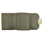 Celine Triomphe Compact Wallet Trifold Golden Khaki Green Leather — view 4