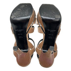 Saint Laurent Tribute Platform Sandals Shoes Leather Velvet Pink Beige — view 9