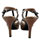 Saint Laurent Tribute Platform Sandals Shoes Leather Velvet Pink Beige — view 4