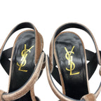 Saint Laurent Tribute Platform Sandals Shoes Leather Velvet Pink Beige — view 7