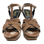 Saint Laurent Tribute Platform Sandals Shoes Leather Velvet Pink Beige — view 2