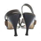 Louis Vuitton Sandals High Heel Leather Logo Pony Hair 36 Brown — view 5