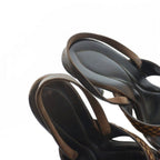 Louis Vuitton Sandals High Heel Leather Logo Pony Hair 36 Brown — view 4