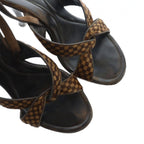 Louis Vuitton Sandals High Heel Leather Logo Pony Hair 36 Brown — view 3