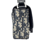 Dior Shoulder Bag Oblique Jacquard Grained Calfskin Saddle with Flap Mini Navy — view 3
