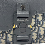 Dior Shoulder Bag Oblique Jacquard Grained Calfskin Saddle with Flap Mini Navy — view 2
