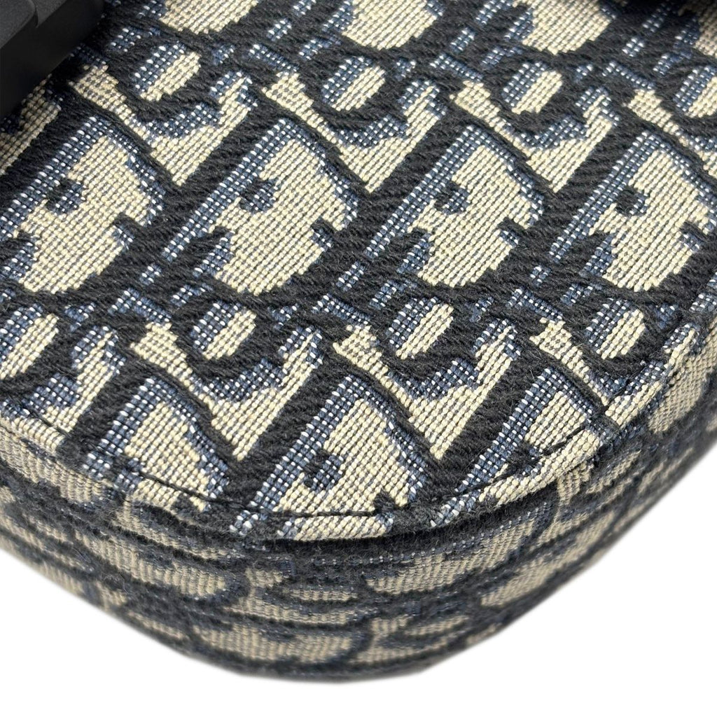 Dior Shoulder Bag Oblique Jacquard Grained Calfskin Saddle with Flap Mini Navy — view 7