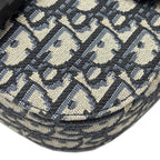 Dior Shoulder Bag Oblique Jacquard Grained Calfskin Saddle with Flap Mini Navy — view 7