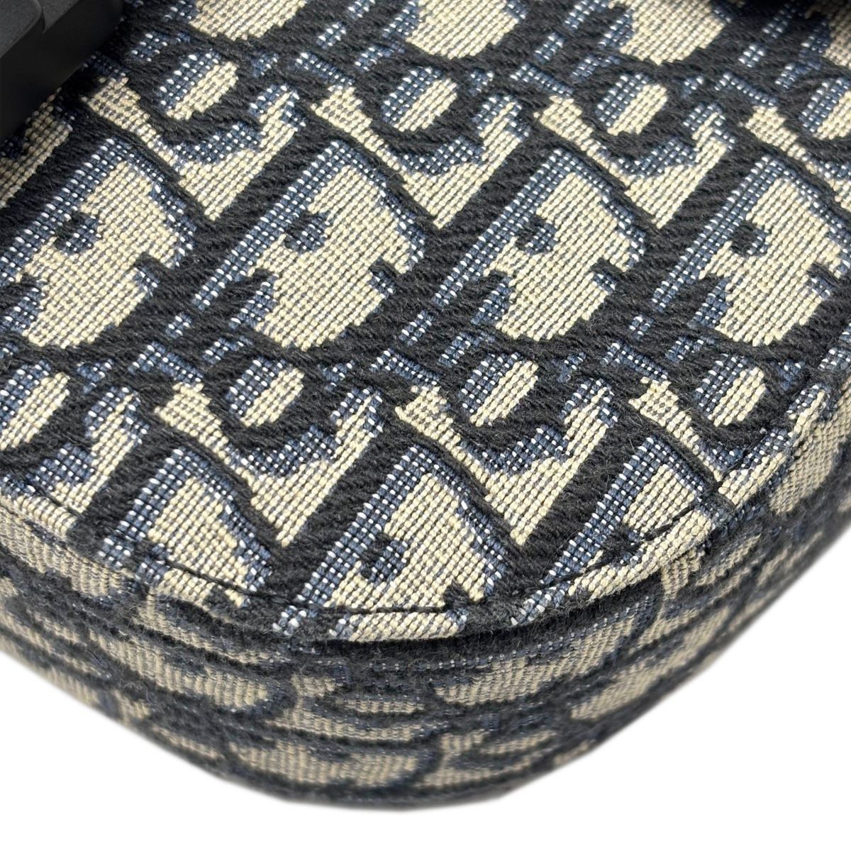Dior Shoulder Bag Oblique Jacquard Grained Calfskin Saddle with Flap Mini Navy — view 7