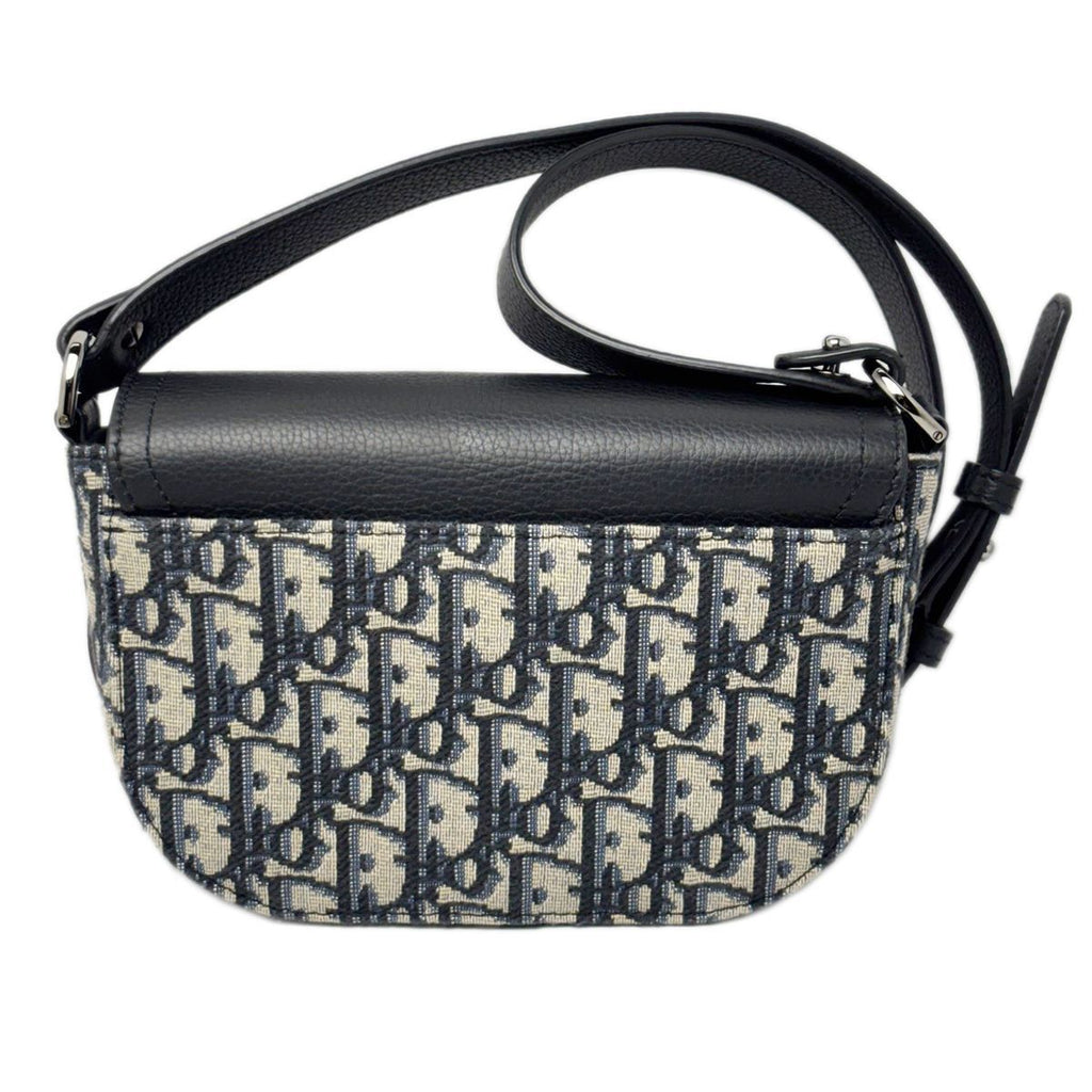 Dior Shoulder Bag Oblique Jacquard Grained Calfskin Saddle with Flap Mini Navy — view 5