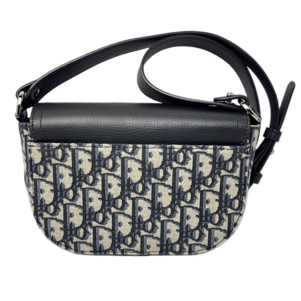 Dior Shoulder Bag Oblique Jacquard Grained Calfskin Saddle with Flap Mini Navy — view 5