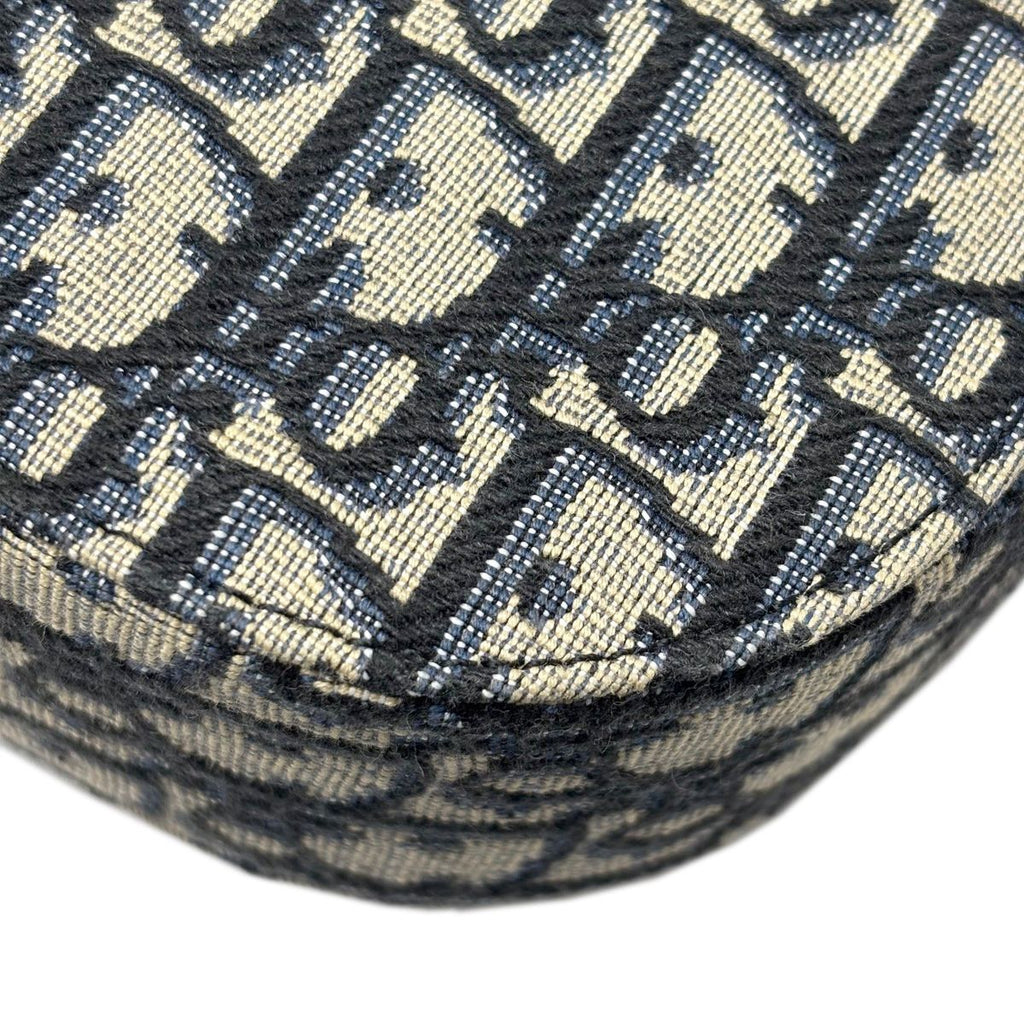 Dior Shoulder Bag Oblique Jacquard Grained Calfskin Saddle with Flap Mini Navy — view 9