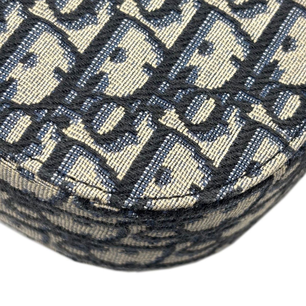 Dior Shoulder Bag Oblique Jacquard Grained Calfskin Saddle with Flap Mini Navy — view 9