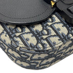 Dior Shoulder Bag Oblique Jacquard Grained Calfskin Saddle with Flap Mini Navy — view 6
