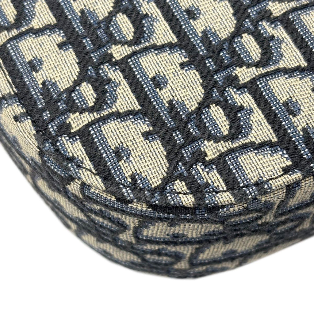 Dior Shoulder Bag Oblique Jacquard Grained Calfskin Saddle with Flap Mini Navy — view 8