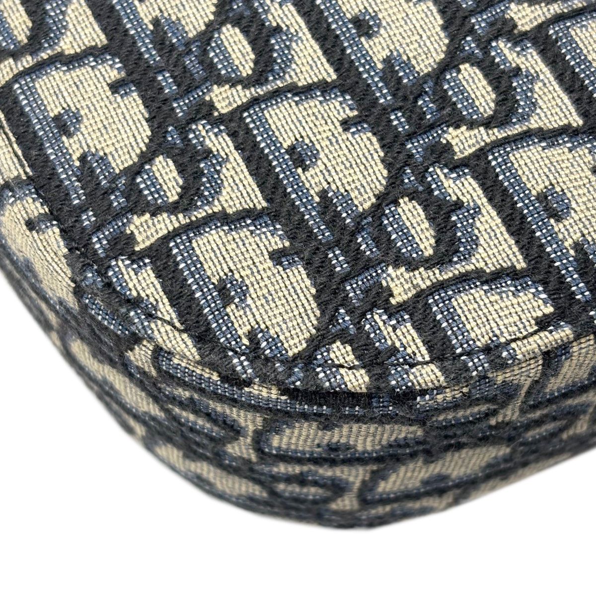 Dior Shoulder Bag Oblique Jacquard Grained Calfskin Saddle with Flap Mini Navy — view 8