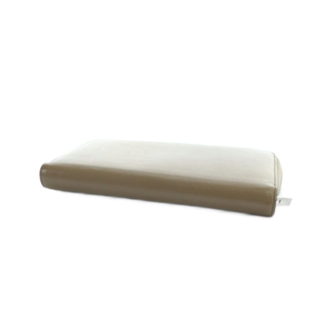Celine Long Wallet Leather Logo Zip Around Beige MQ — view 3