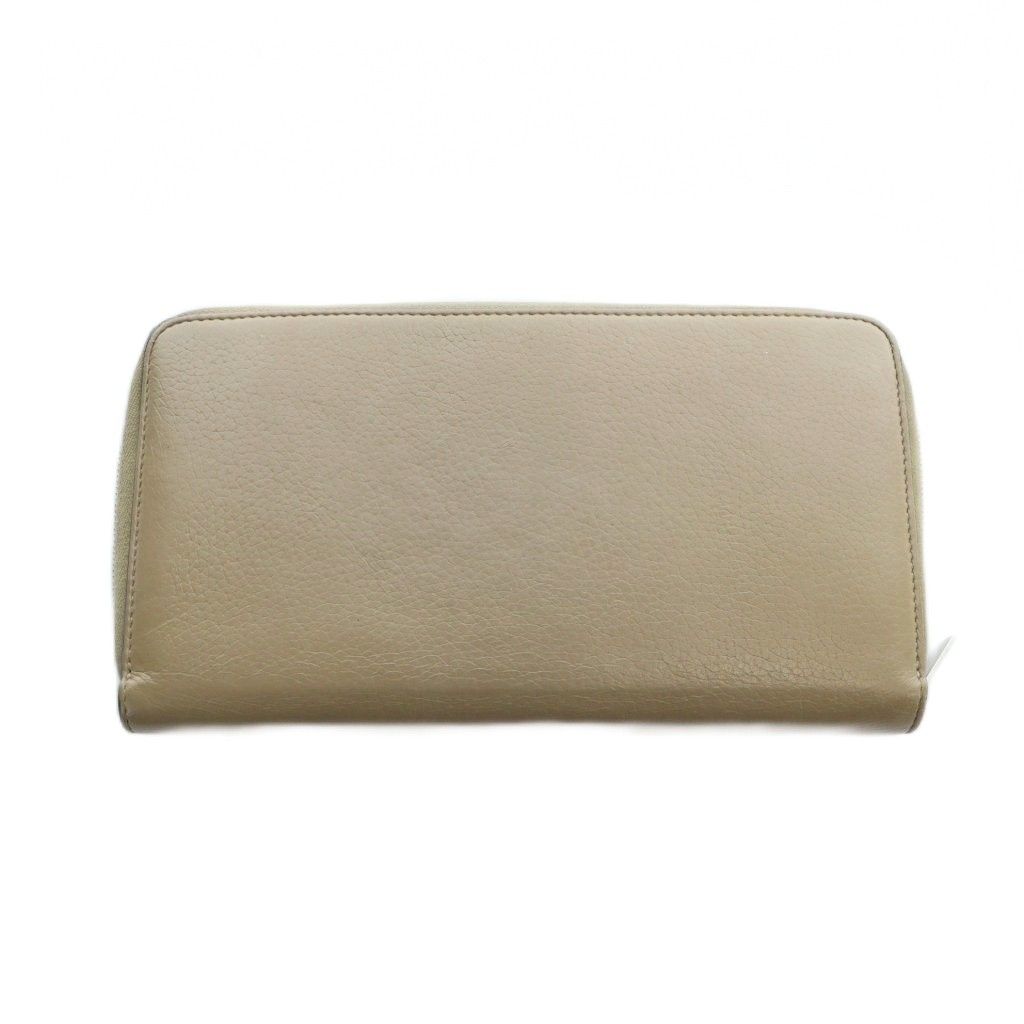 Celine Long Wallet Leather Logo Zip Around Beige MQ — view 2
