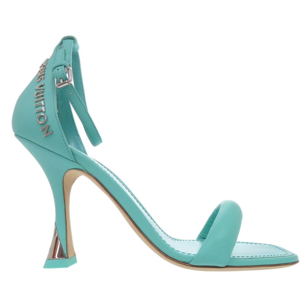 Louis Vuitton Logo Strap Sandals Leather Blue Green LV — view 3