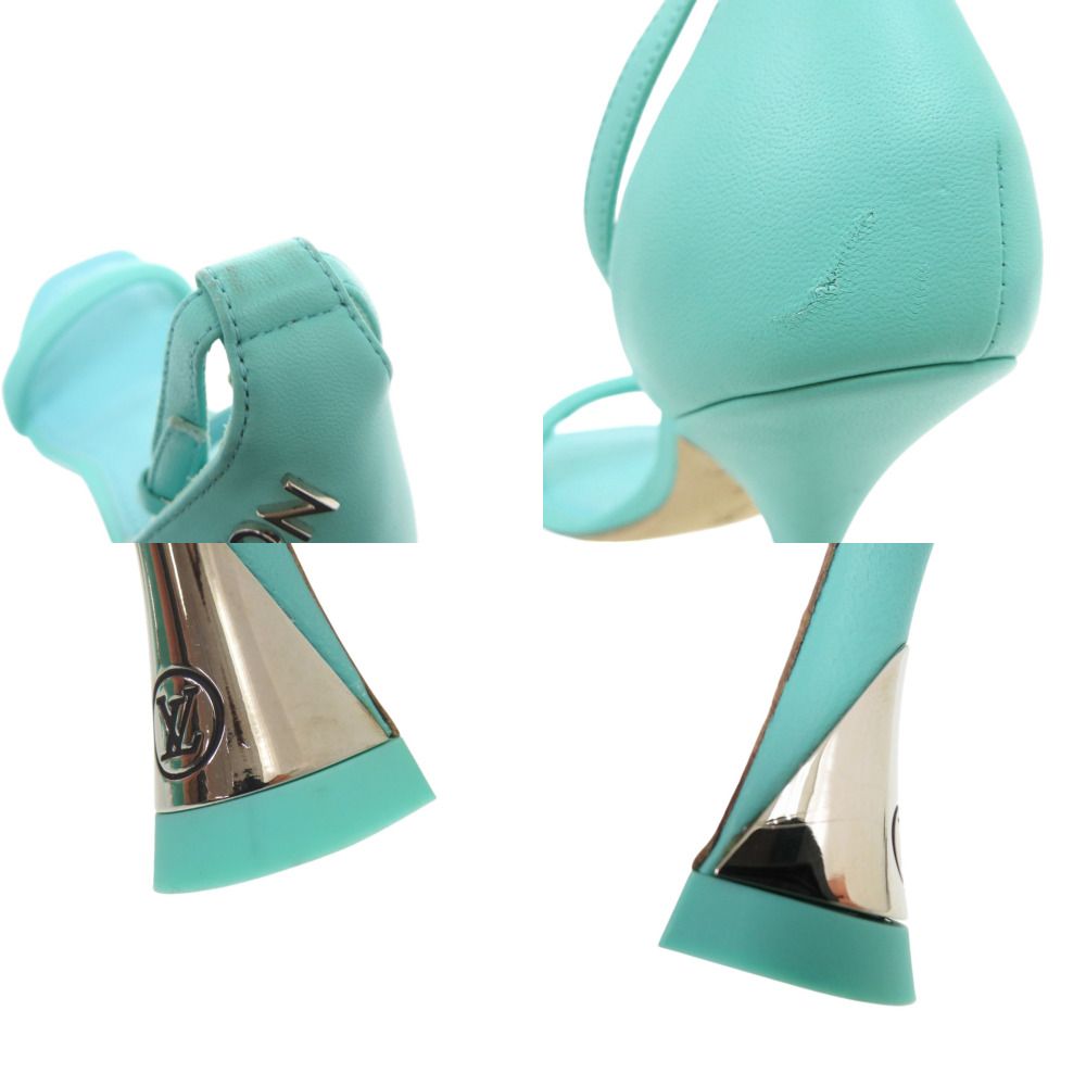 Louis Vuitton Logo Strap Sandals Leather Blue Green LV — view 9