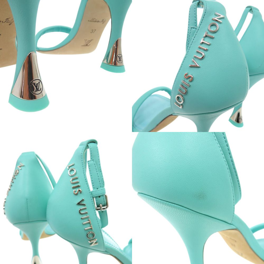 Louis Vuitton Logo Strap Sandals Leather Blue Green LV — view 7