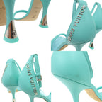 Louis Vuitton Logo Strap Sandals Leather Blue Green LV — view 7