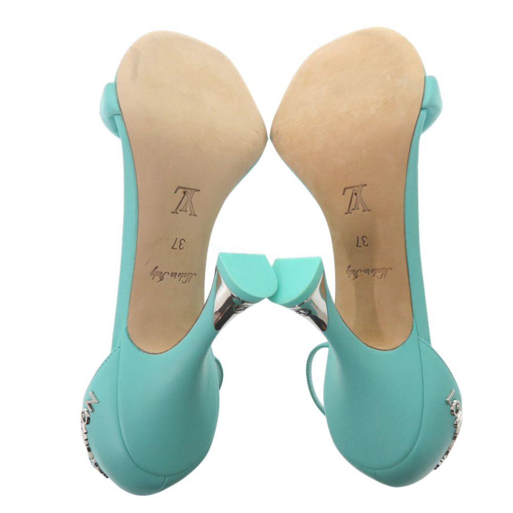 Louis Vuitton Logo Strap Sandals Leather Blue Green LV — view 6