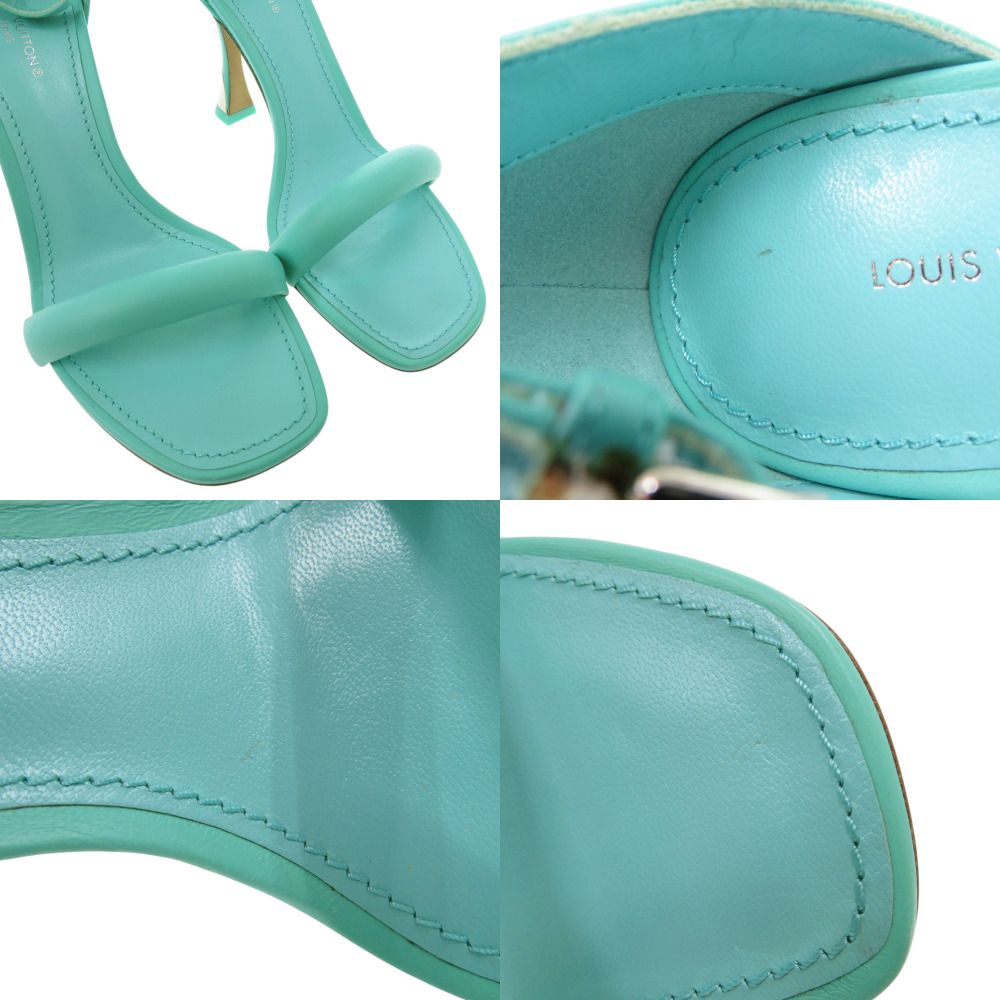 Louis Vuitton Logo Strap Sandals Leather Blue Green LV — view 8