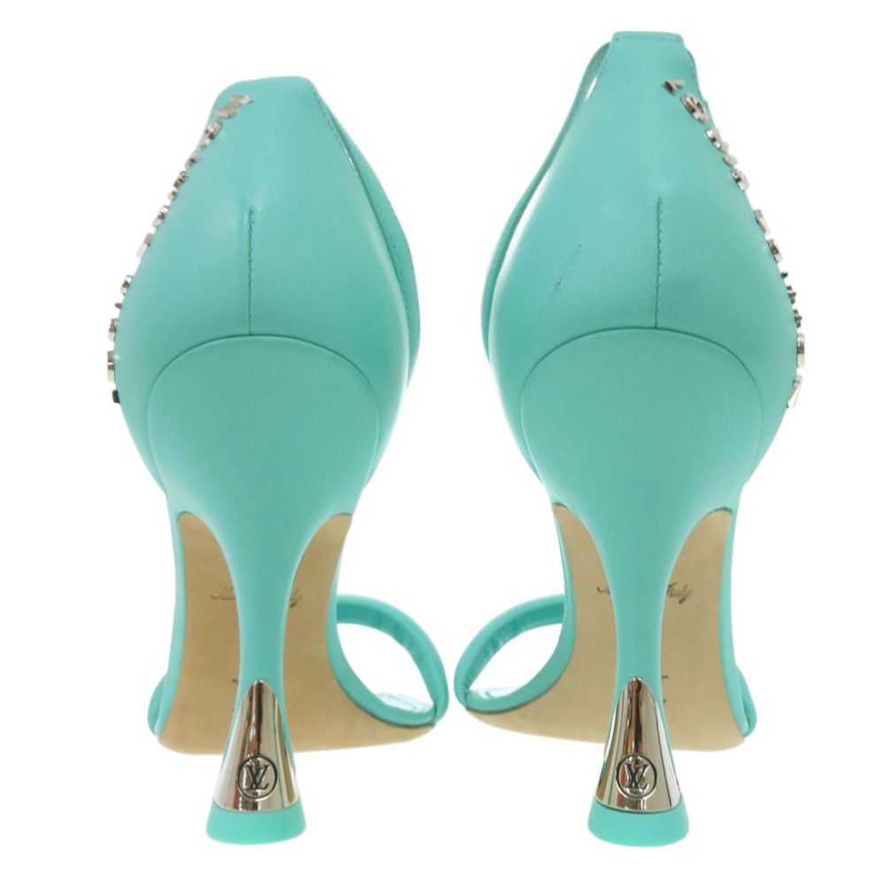 Louis Vuitton Logo Strap Sandals Leather Blue Green LV — view 5