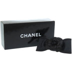 Chanel Ribbon Camellia Canvas Satin Black Barrette — view 2