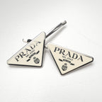 Prada Hair Triangle Logo Metal Hairpin Silver Cream Type — view 3