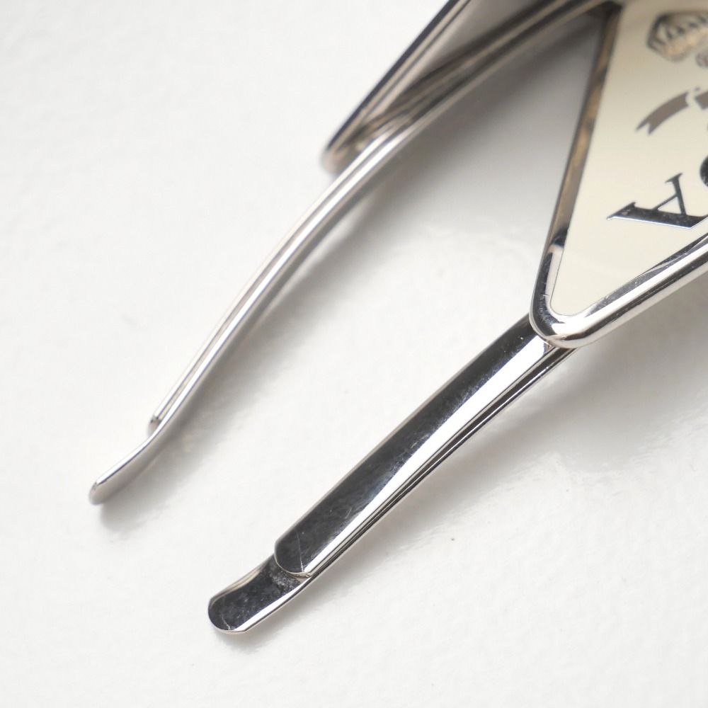 Prada Hair Triangle Logo Metal Hairpin Silver Cream Type — view 6