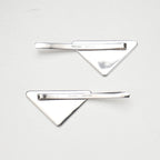 Prada Hair Triangle Logo Metal Hairpin Silver Cream Type — view 4