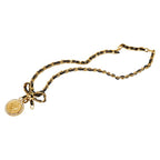 Chanel Vintage Coin Ribbon Gold Black Plated Leather Rhinestone — view 4