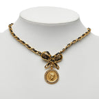 Chanel Vintage Coin Ribbon Gold Black Plated Leather Rhinestone — view 7