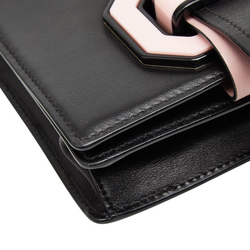 Prada Crossbody Shoulder Bag Black Pink Leather — view 5