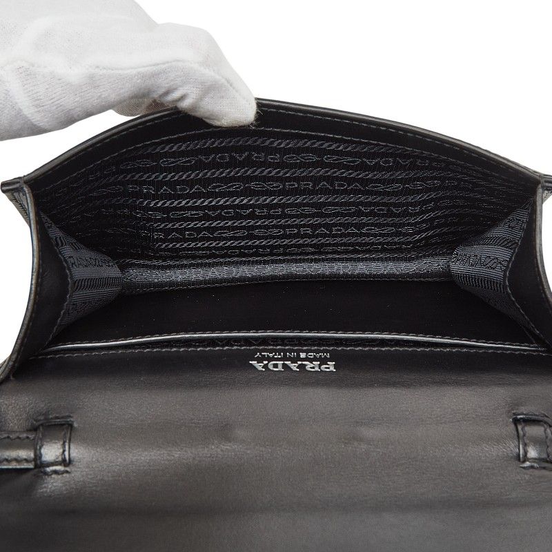 Prada Crossbody Shoulder Bag Black Pink Leather — view 9