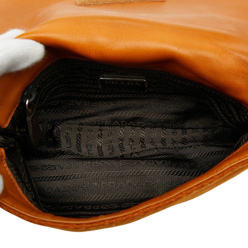 Prada One Shoulder Bag Brown Wool Haraco — view 8