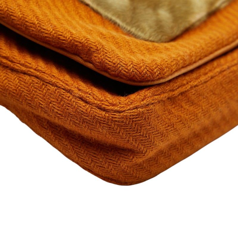 Prada One Shoulder Bag Brown Wool Haraco — view 4