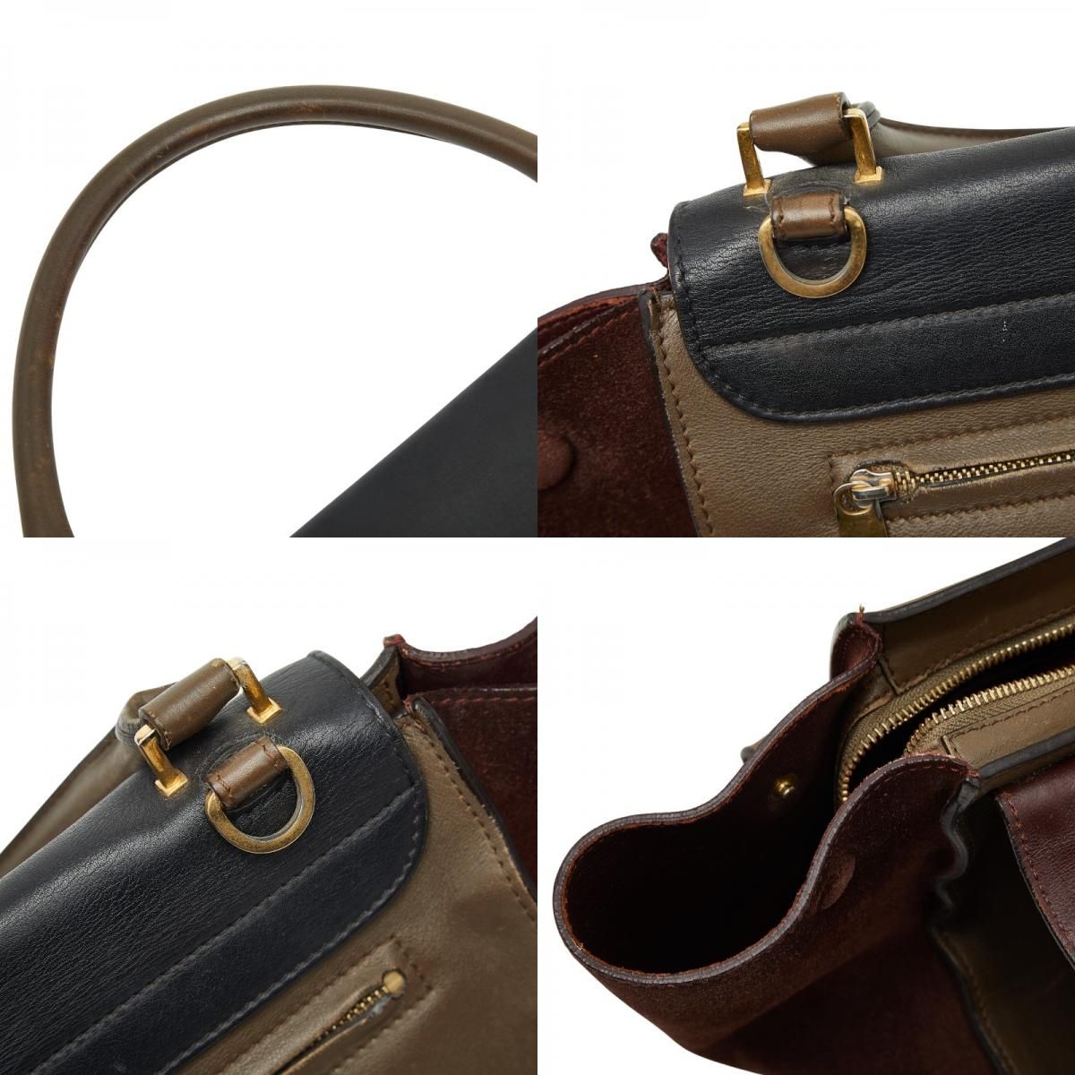 Celine Trapeze 2-Way Shoulder Bag Brown Black Leather — view 8