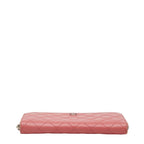 Chanel CC Logo Quilted Zip Around Wallet Pink Lambskin — view 3