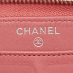 Chanel CC Logo Quilted Zip Around Wallet Pink Lambskin — view 7