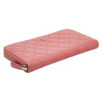 Chanel CC Logo Quilted Zip Around Wallet Pink Lambskin — view 5