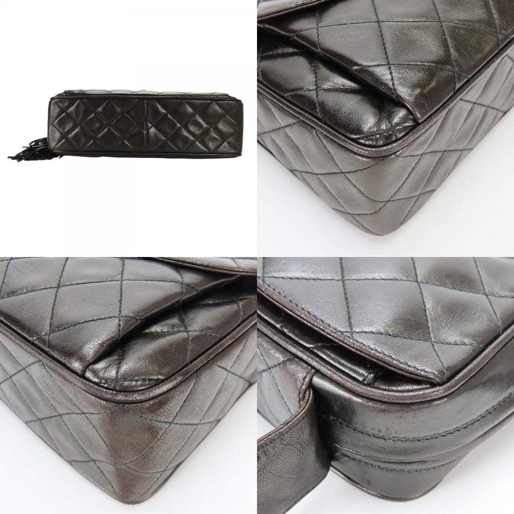 Chanel Shoulder Bag Quilted CC Logo Lambskin Black Gold — view 2