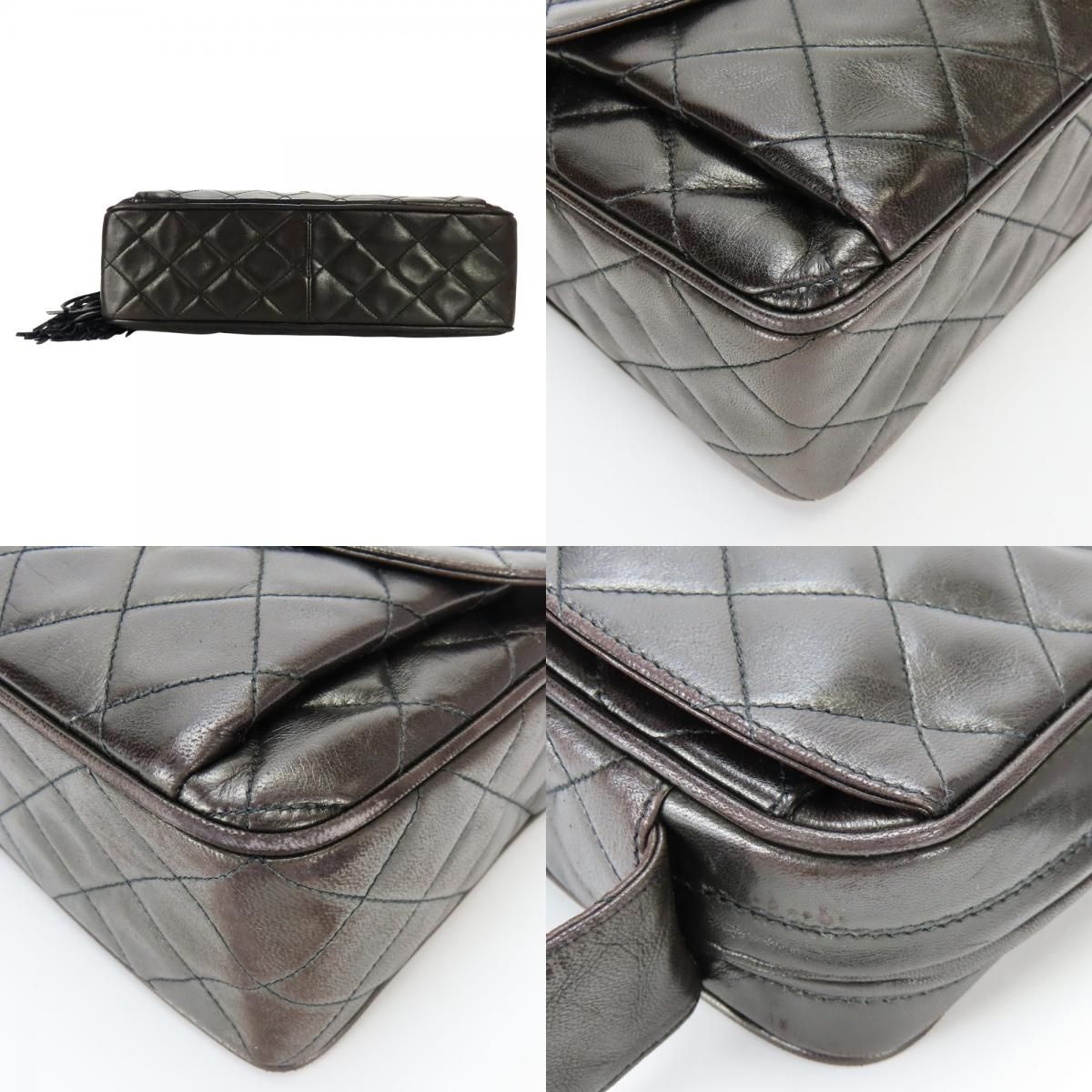 Chanel Shoulder Bag Quilted CC Logo Lambskin Black Gold — view 2